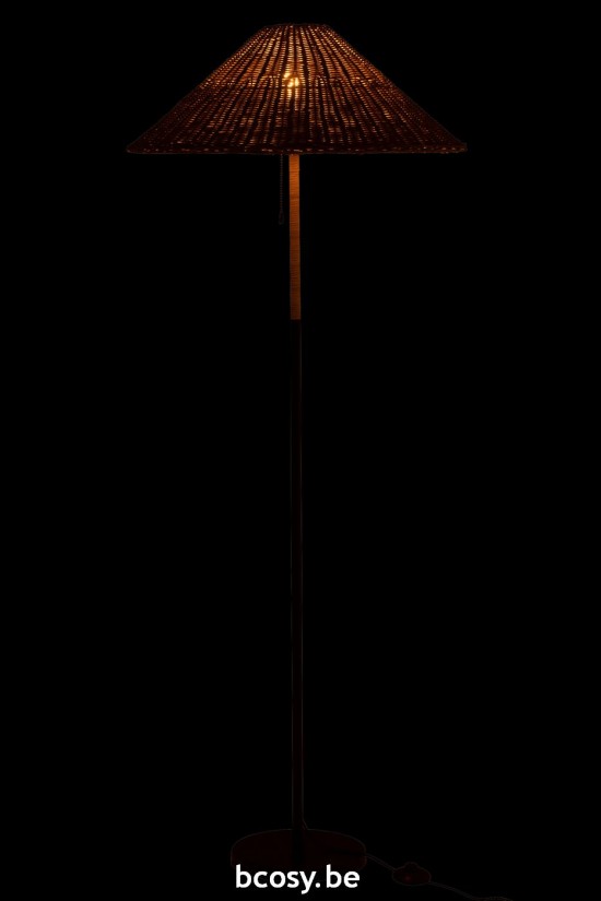 J Line Lampadaires Lampes Raides Debouts Sur Pied De Sol Jolipa Lampadaire Metal Rotin Noir Naturel.