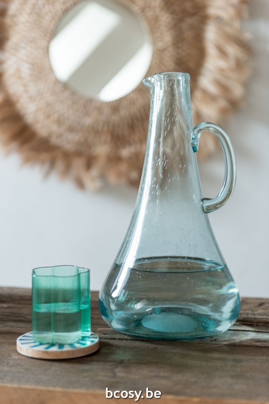 J Line Set 4 Sottobicchieri Righe Legno Di Mango Blu Bianco Assortimento Di 2 Juego De 4 Posavasos Rayas Madera Mango Azul Bl.