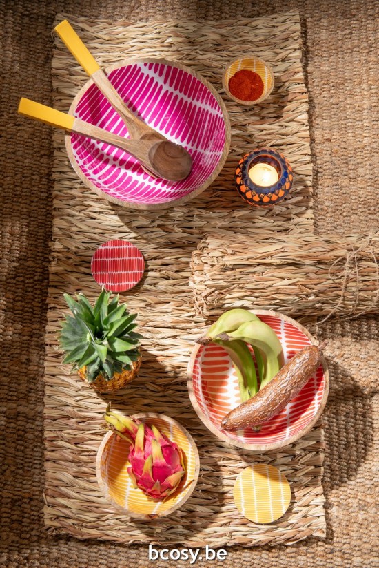 Jline Juego De 4 Posavasos Mango Madera Mix Surtido De 3.