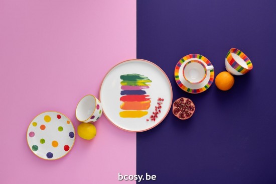 J Line Piatto Righe Porcellana Mix Plato Rayas Porcelana Mix.