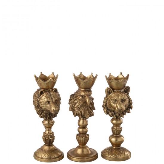 J Line chandeliers candélabres Jolipa Chandelier Couronne Animaux Resine Or Assortiment De 3.