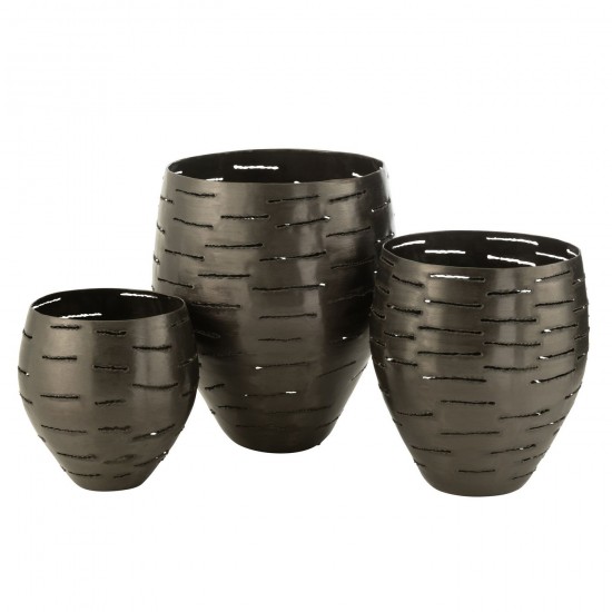 J Line Set Of 3 Hurricane Bowls Metal Black lanterns hurricanes.