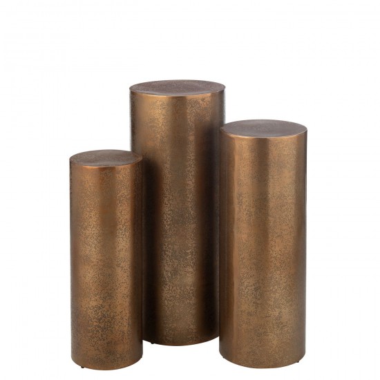 J Line Set Of 3 Pillars Round Metal Gold pedestals.