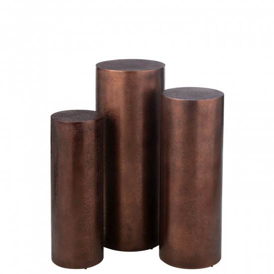 J Line Set Of 3 Pillars Round Metal Bronze pedestals.