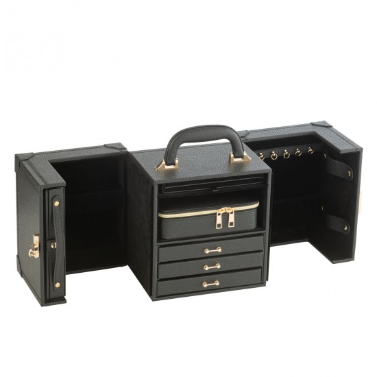 J Line Porte bijoux. Boîte à bijoux. Boîtes à bijoux Jolipa Coffret A Bijoux Avec Anse Cuir Artificiel Noir.