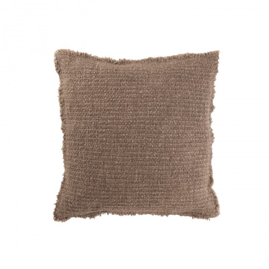 J Line coussins Jolipa Coussin Bords Effiloches Coton Polyester Taupe.