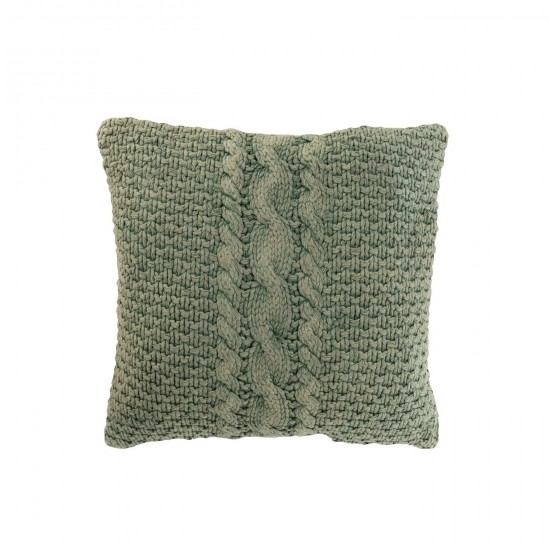 J Line coussins Jolipa Coussin Tricot Tresse Coton Vert Delave.