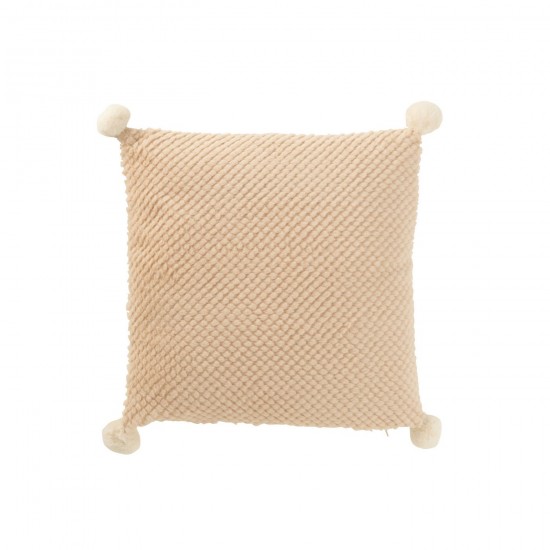 Jline Kussen Zacht Pompoms Polyester Beige.