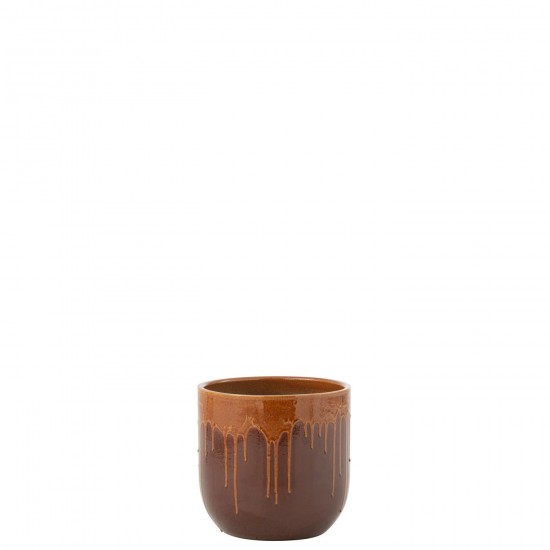 J Line Flowerpot Lee Terra Shiny Brown Orange flowerpots.