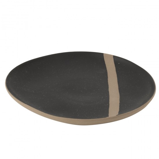 J Line pancartes Jolipa Assiette Ceramique Noir Taupe Large.