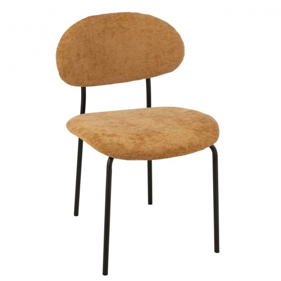 J Line Sedia Tessuto Metallo Ocra Silla De Comedor Textil Metal Ocre.
