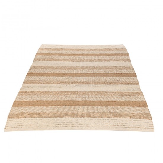 J Line tapis moquettes Jolipa Tapis Rectangle Lignes Laine Jute Naturel Crème Large.