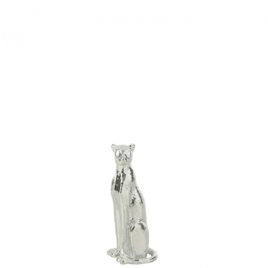 J Line Leopard Mirror Resin Silver Small Leopards.