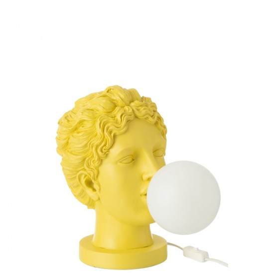 J Line Table Lamp Lady Head Resin Yellow Table Lights.