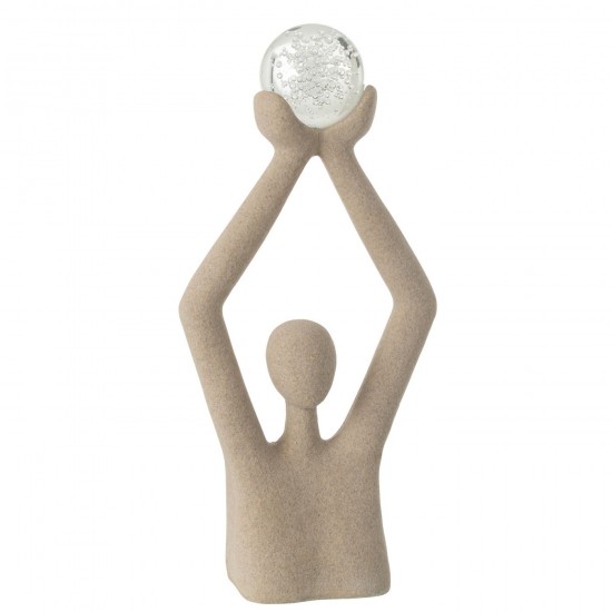 Jline Buste Bal Hoofd Resin Kristal Beige.