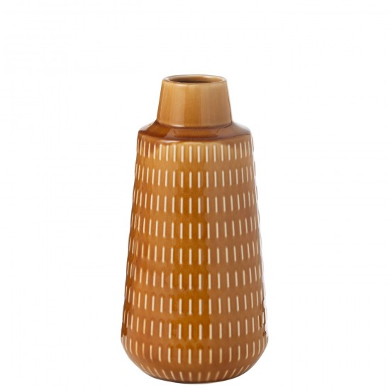 J Line vases Jolipa Vase Ria Sculpte Porcelaine Moutarde Large.