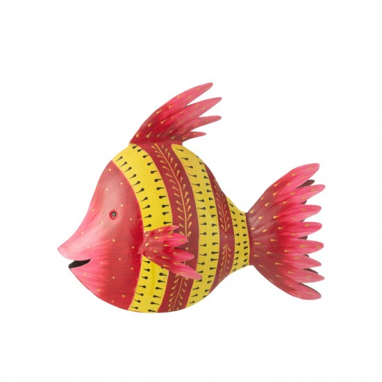 J Line poissons sur base statuettes Jolipa Poisson Fer Rouge Jaune Large.