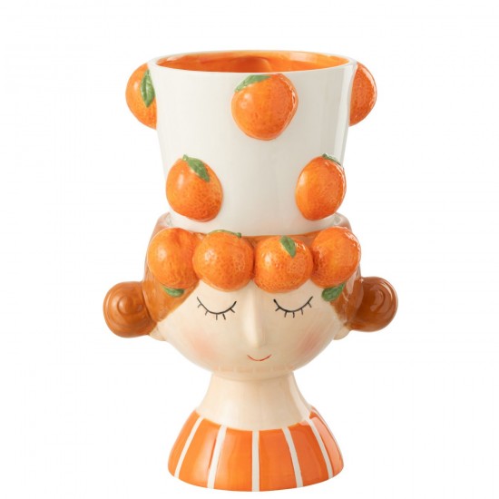 J Line cachepots de fleur Jolipa Cachepot 2 Parties Orange Fille Dolomite.