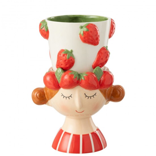 J Line cachepots de fleur Jolipa Cachepot 2 Parties Fraise Fille Dolomite.