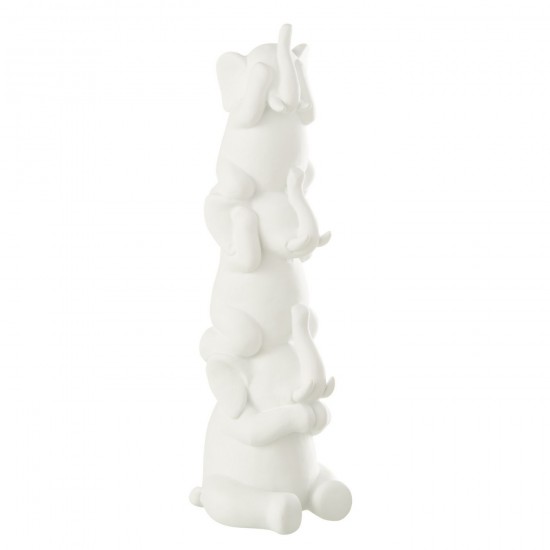 J Line elephants statuettes Jolipa Elephant Pyramide Polyresine Blanc.