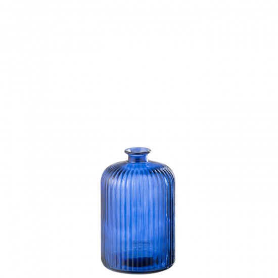 J Line vases Jolipa Vase Bottle Stripe Glass Blue Large.