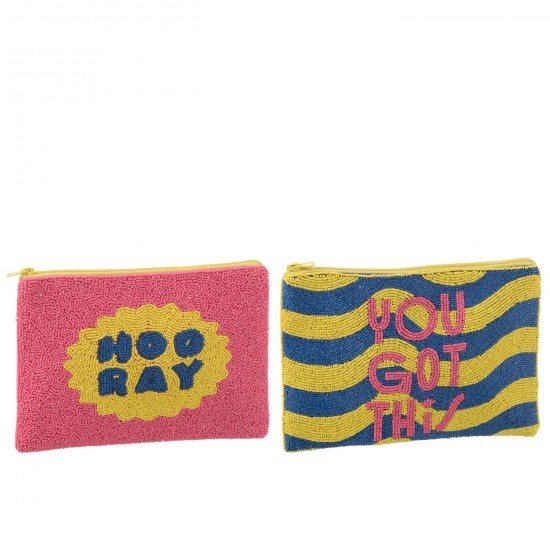 J Line Pouch Beads Cotton Mix Large Assortment Of 2 purses.