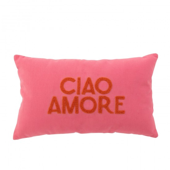 J Line coussins Jolipa Coussin Ciao Amore Coton Rose Orange.