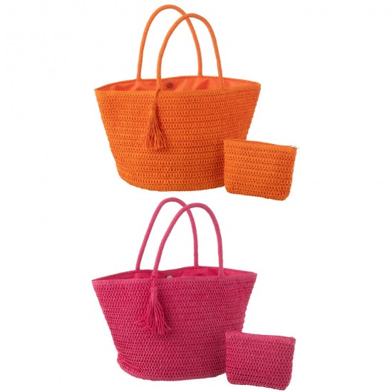 J Line sacs de plage Jolipa Sac De Plage Pochette Papier Rose Orange Assortiment De 2.