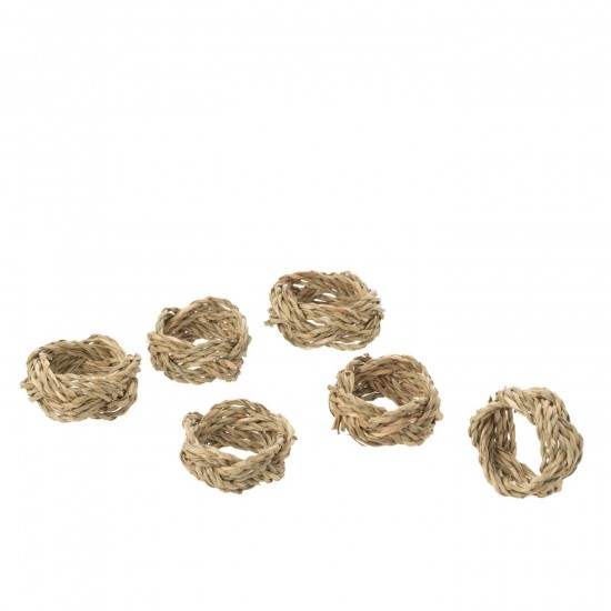 J Line porte vaisselle Jolipa Set De 6 Anneau De Serviette Tressé Jonc De Mer Naturel.
