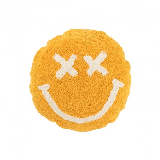 J Line coussins Jolipa Coussin Smiley Tufté Coton Orange Blanc.
