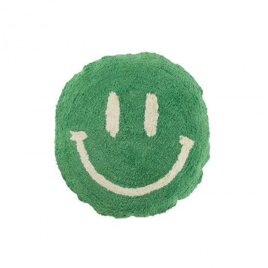 J Line coussins Jolipa Coussin Smiley Tufté Coton Vert Blanc.