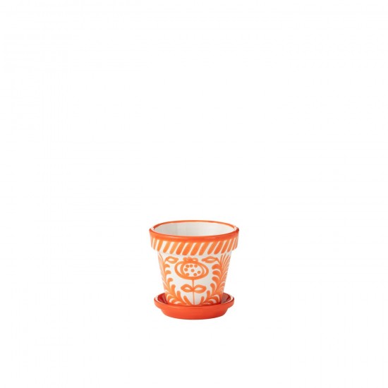 J Line cachepots de fleur Jolipa Flowerpot Plate Granada Handmade Painted Ceramic Naranja Small.