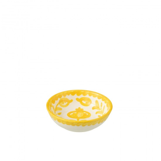 J Line bols a petit dejeuner Jolipa Bowl Granada Low Ceramic White Yellow Small.