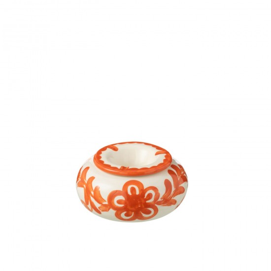 Jline Ashtray Granada Ceramic White Orange Large.