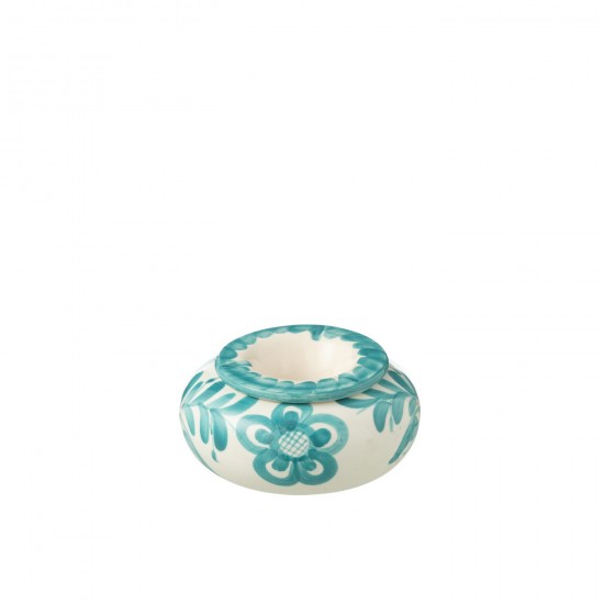 Jline Ashtray Granada Ceramic White Aqua Large.