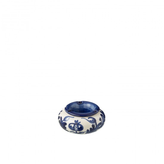 J Line série de vaisselle Jolipa Ashtray Granada Ceramic White Cobalto Blue Small.