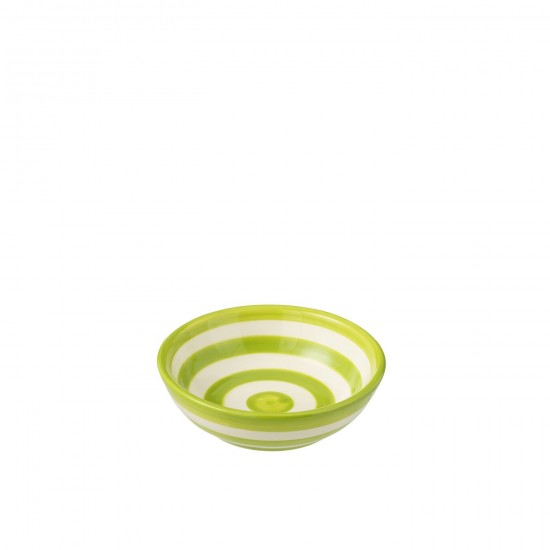 J Line bols a petit dejeuner Jolipa Bowl Granada Stripes Low Ceramic White Green Small.