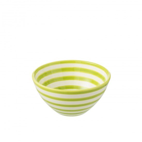 J Line bols a petit dejeuner Jolipa Bowl Granada Stripes High Ceramic White Green Medium.