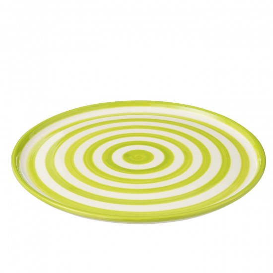 J Line série de vaisselle Jolipa Plate Granada Stripes Ceramic White Green.