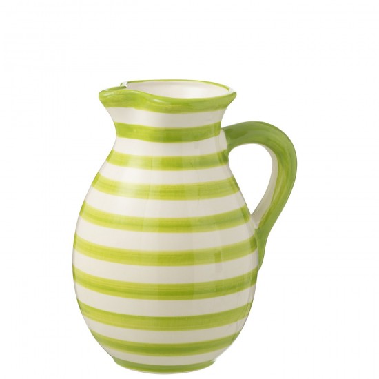 J Line série de vaisselle Jolipa Pitcher Granada Stripes Ceramic White Green Large.