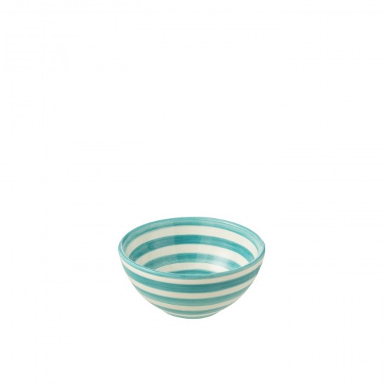 J Line bols a petit dejeuner Jolipa Bowl Granada Stripes High Ceramic White Aqua Small.