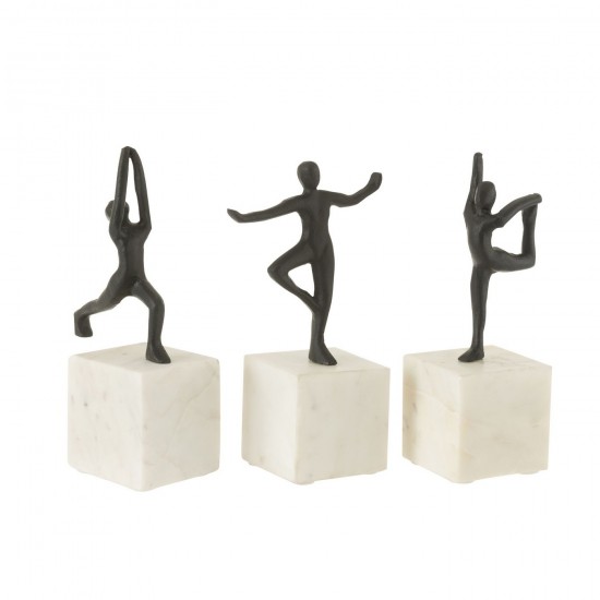 J Line Gens personnes Jolipa Statue Gymnastique Aluminium Marbre Noir Blanc Assortiment De 3.