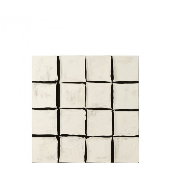 J Line Painting Square Acrylic Canvas White Black paintings.