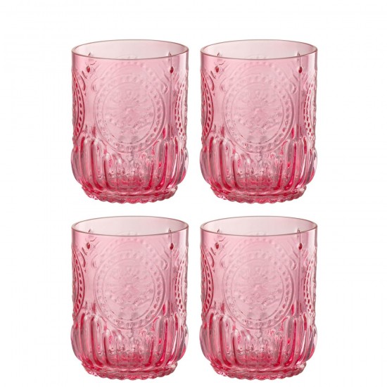 J Line Giftbox 4 Drinking Glass Maya Glass Fushia drinking glasses.