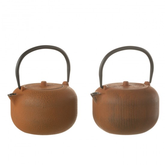 Jline Doos 1 Theepot Metaal Bruin Assortiment Van 2.