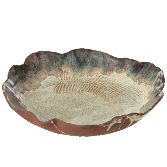 J Line plateaux plats Jolipa Plateau Decoratif Naga Ceramique Rouille Marron Large.