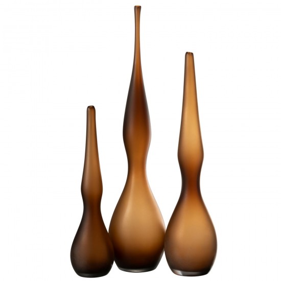 J Line Grands vases Grand vase Vases hauts Vase haut. Jolipa Set 3 Vase Yoko Courbe Flute Verre Marron.