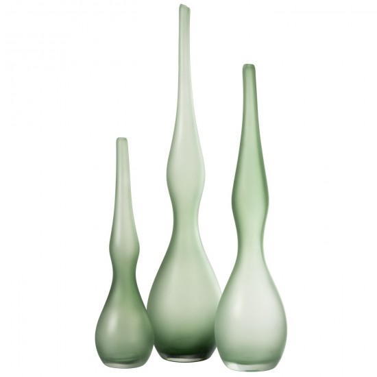 J Line Grands vases Grand vase Vases hauts Vase haut. Jolipa Set 3 Vase Adria Courbe Flute Verre Vert Menthe.