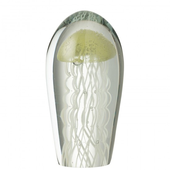 J Line presse papiers Jolipa Presse Papier Calypso Oval Verre Transparent Vert Large.