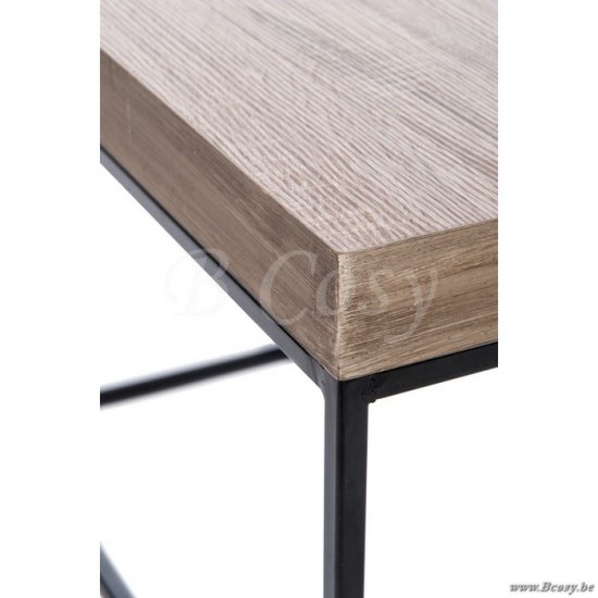 table d appoint design moderne style loft J Line tables de salon basse Jolipa Jline Table Gigogne Carree Bois Metal Naturel Noir Medium